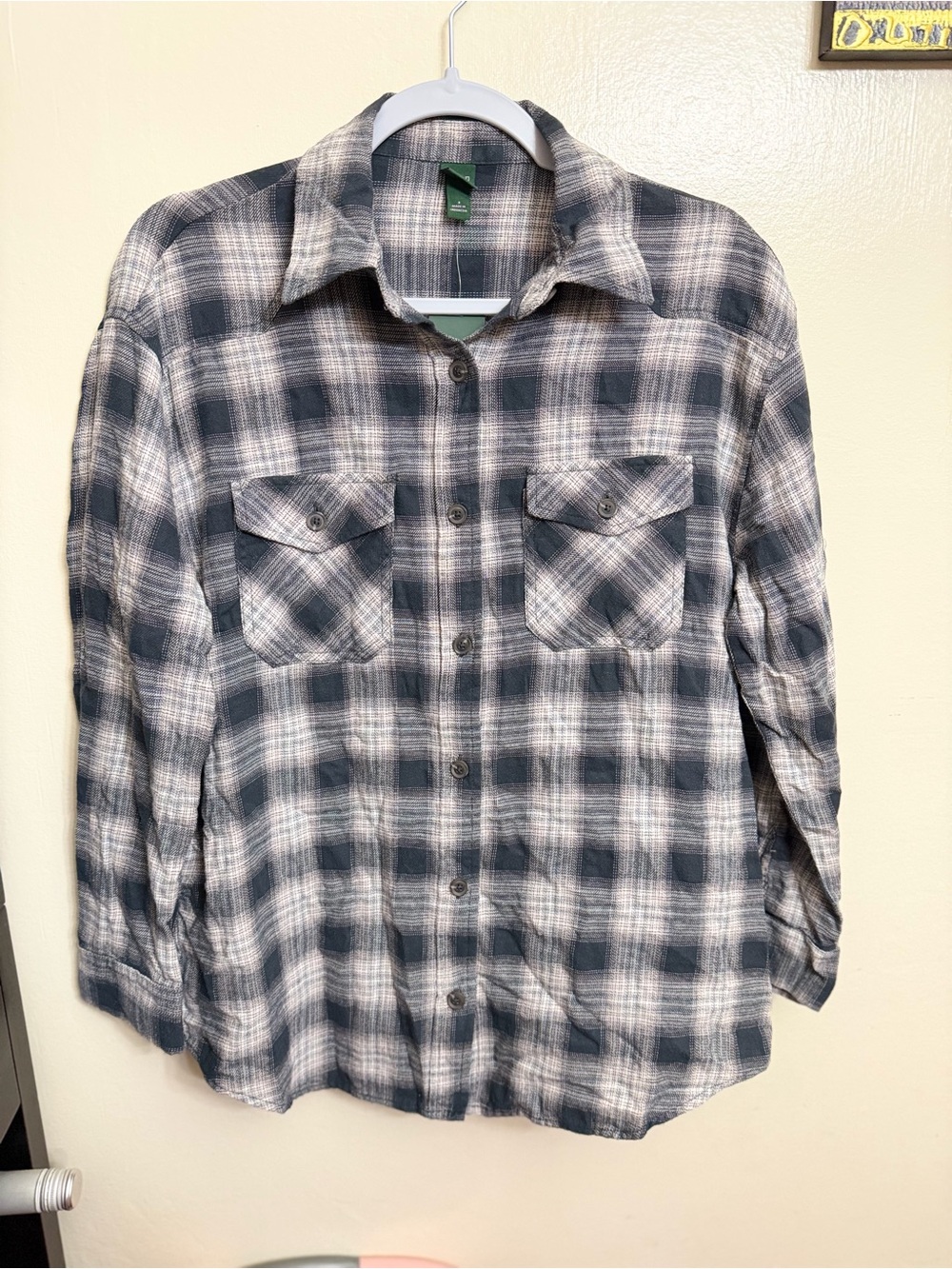 wild fable Gray and White Plaid Shirt
